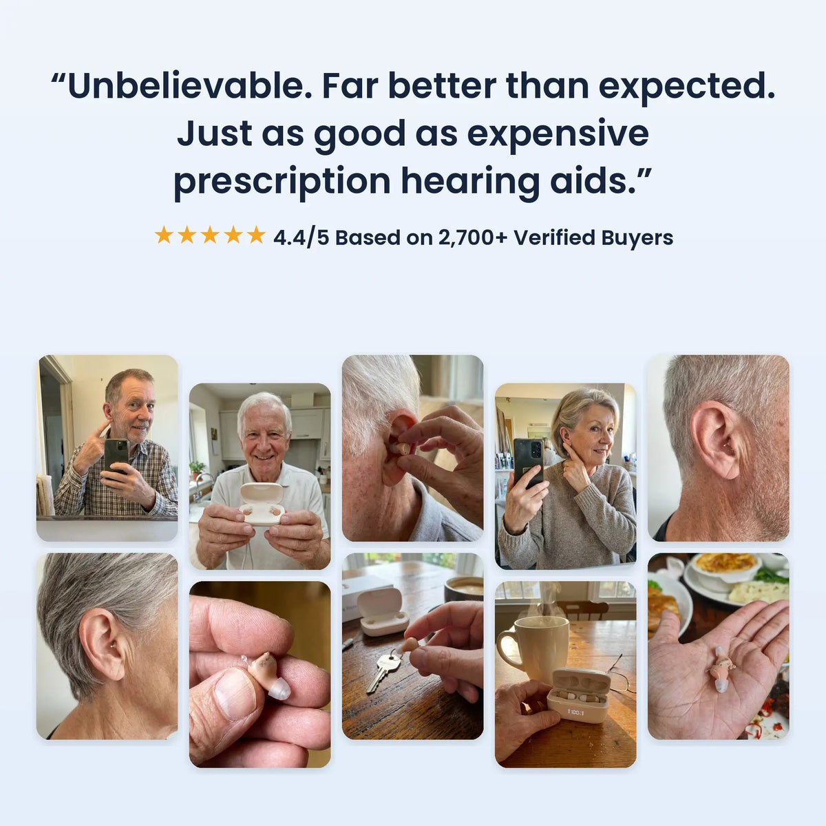 Customers wearing Clear Hearing